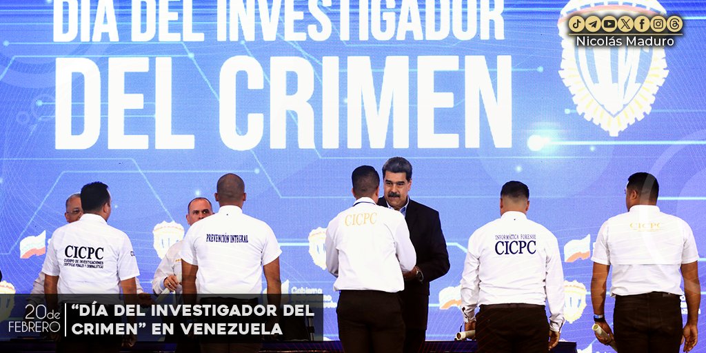 Felicito a los investigadores e investigadoras del crimen que sirven a la justicia con dedicación, profesionalismo y responsabilidad, un trabajo de vital importancia para la Paz y la seguridad del Pueblo. ¡Un Abrazo!