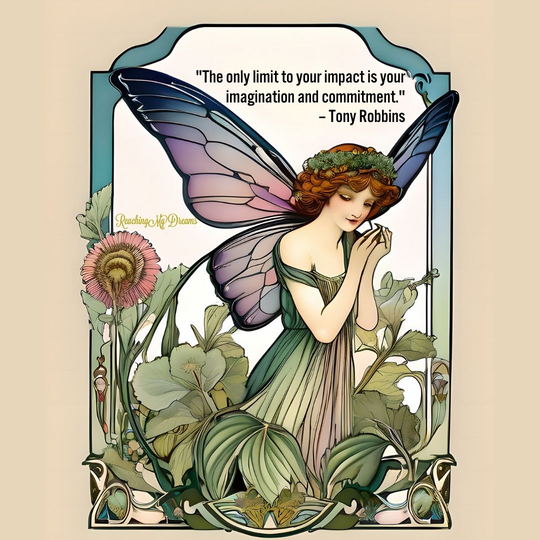 Pin this enchanting fairy as your daily reminder: your imagination paired with commitment can transform the world. 🌱 #FairyArt #TonyRobbinsQuotes #ImaginationInAction