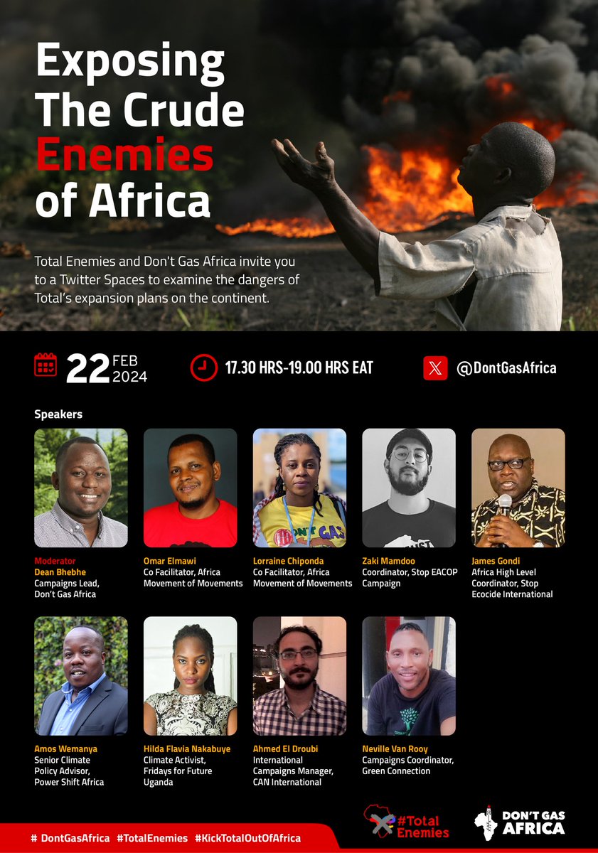 Big oil polluters recently announced a whopping $281 billion in profits. Crude, don’t you think? Join us in a Twitter Spaces this Thursday as we expose these crude enemies of Africa! 📅 22 February 2024 ⏰ 17.30 EAT 🔗twitter.com/i/spaces/1RDGl…