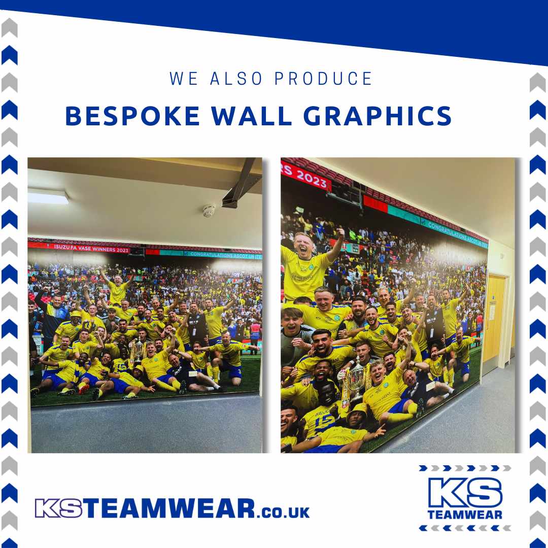 A fantastic reminder for Ascot United FC winning the Isuza FA Cup Vase last season. 
Running out of the changing room to every home game with this amazing memory! 
We can print and install wall graphics for changing rooms, club houses, and offices. #wallgraphics #bespokegraphics