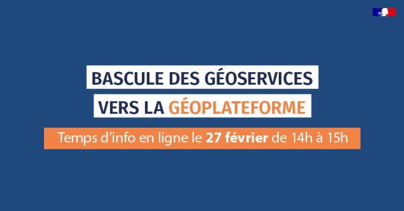 IGNFrance's tweet photo. ⚠️ L’arrêt définitif de l’infrastructure #Géoportail est prévue le 15 mars 2024 ! 

🗓️ Vous avez encore des questions sur la bascule des #Géoservices ? Nous organisons session questions/réponses le 27 février de 14:00 - 15:00 !
