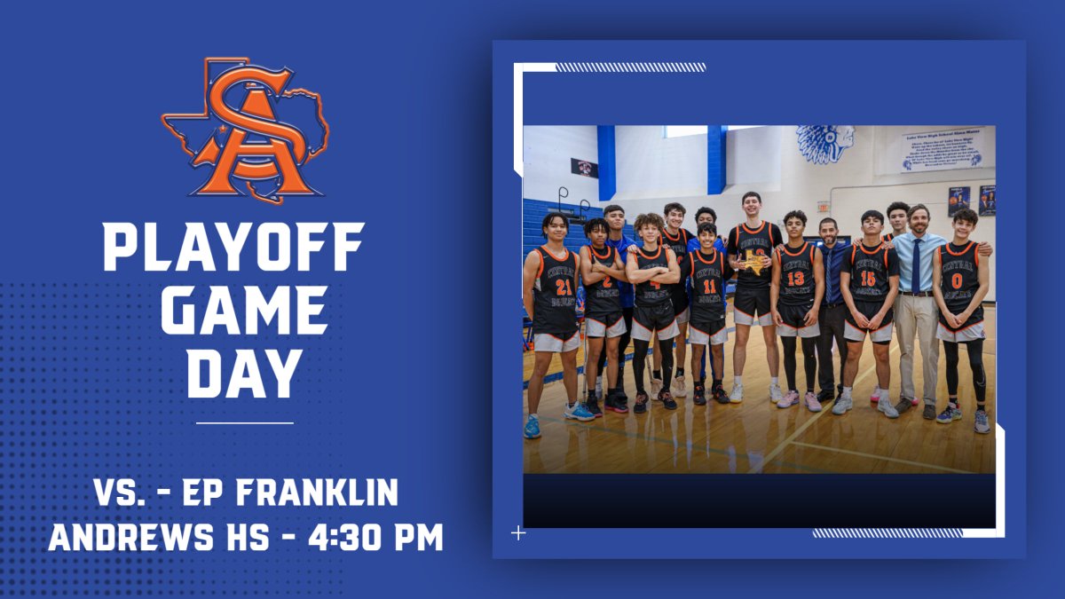 San Angelo ISD Athletics (@saisd_athletics) on Twitter photo Good luck to the Bobcats in the Bi-District round of the playoffs! <a href="/sacentralhoops/">SA Central Boys Basketball</a>
andrewsisd.hometownticketing.com/embed/event/15β¦ Good luck to the Bobcats in the Bi-District round of the playoffs! <a href="/sacentralhoops/">SA Central Boys Basketball</a>
andrewsisd.hometownticketing.com/embed/event/15β¦