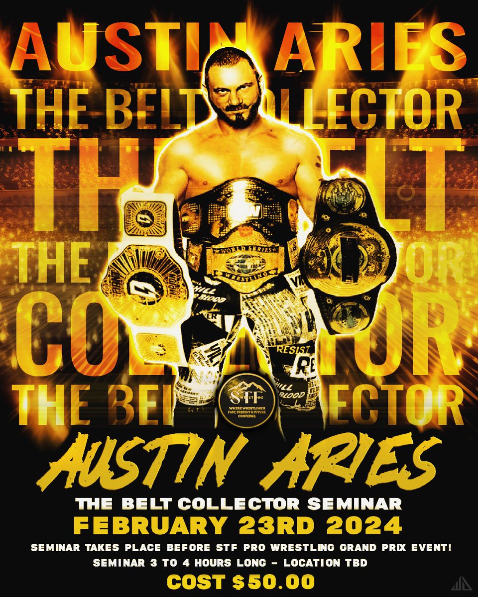 THIS Friday, Austin Aries will be conducting a seminar for all wrestlers and aspiring wrestlers. Spend 3 - 4 hours wirh one of the very best. Contact us to reserve your spot.
