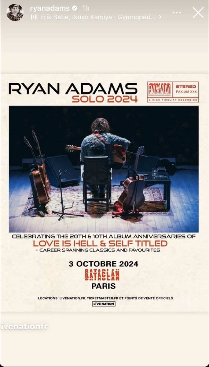 Albertmur3's tweet photo. @TheRyanAdams #solo2024 #ontour #loveishell #selftitled https://t.co/OIZOLl21cN