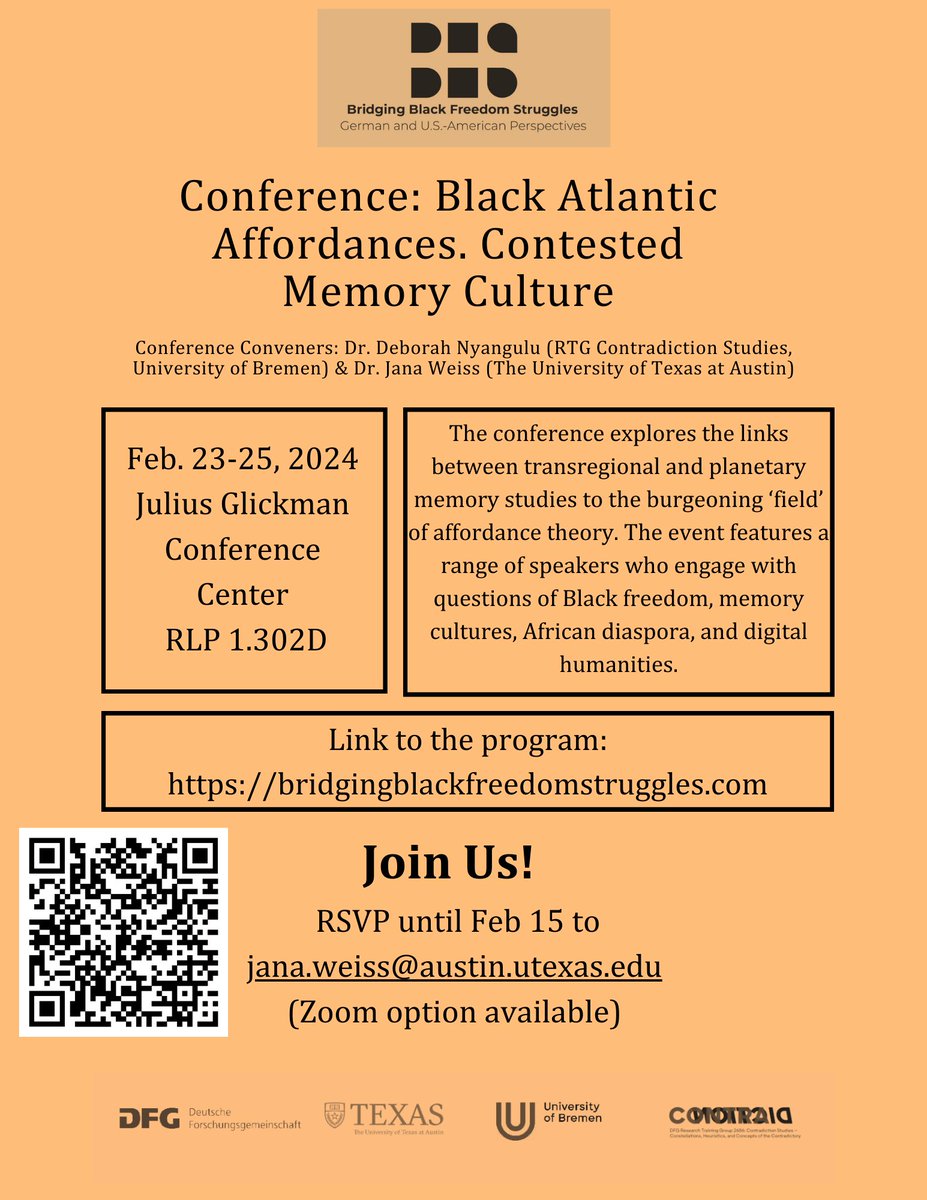 3 more days until @dnyangulu & I open our conference on 'Black Atlantic Affordance. Contested Memory Cultures' – please feel free to join us via zoom, the link is in the program! @dfg_public #DFGnetwork