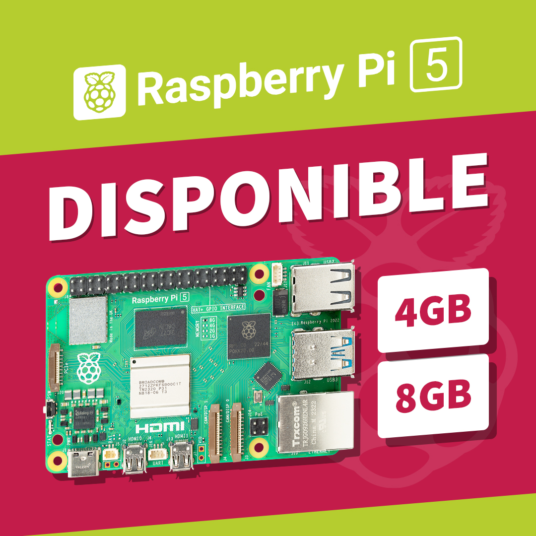 🚨 #RaspberryPi5 EN STOCK 🚨 🔥 Pi 5 4GB & 8GB DISPONIBLES MAINTENANT ! ✅ CARTE SEULE 👉 kubii.com/fr/4106-1831-r… 🔜 KIT STARTER 👉 dispo demain 🛠️ Accessoires pour Pi 5 👉 kubii.com/fr/436-raspber…