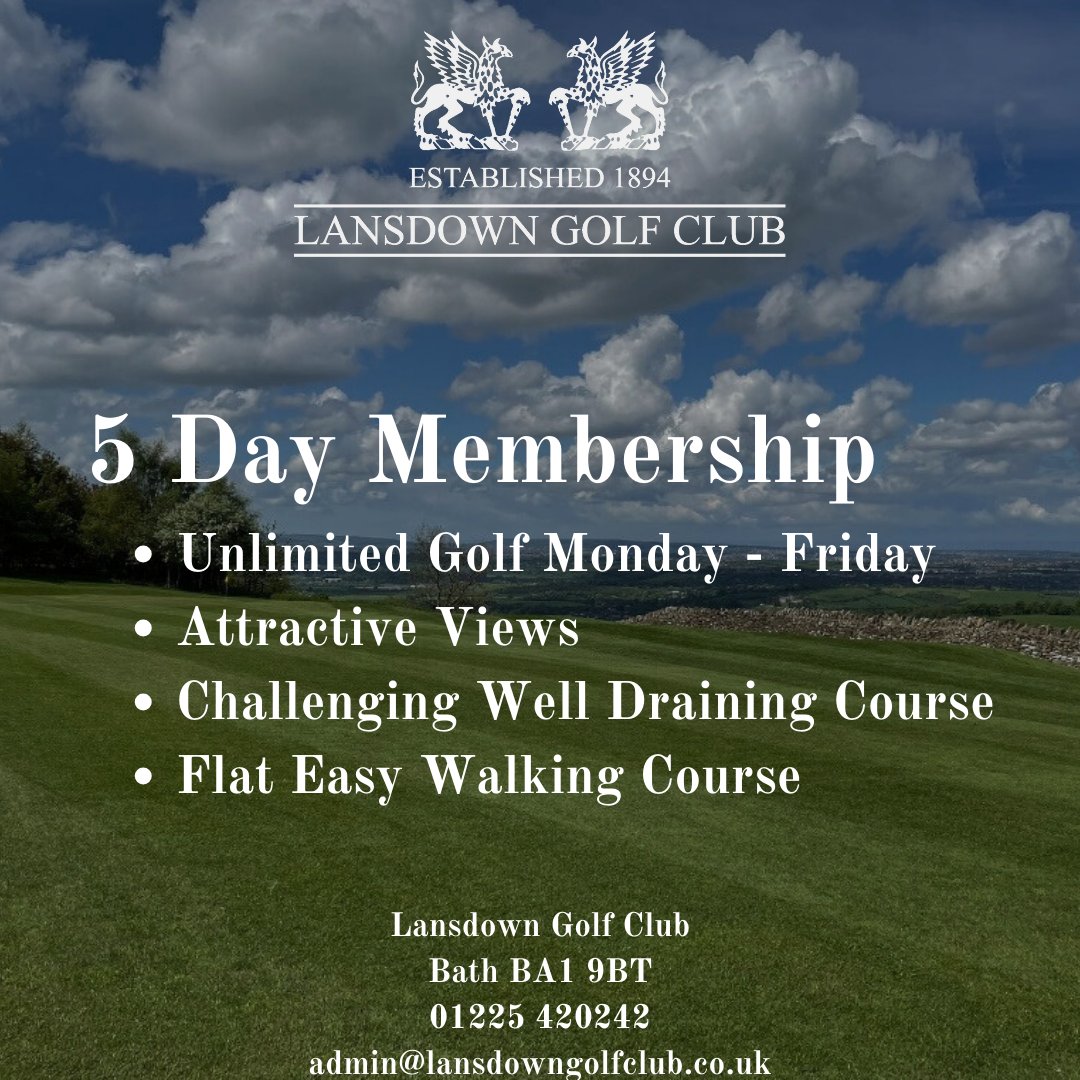 Enjoy 5 days a week of Golf at Lansdown Golf Club. Stunning views? ✔ Easy-walking course? ✔️ Relaxing Getaway? ✔️ Experience it all with our 5-day membership! For more information click the link below! lansdowngolfclub.co.uk/join-us/member…