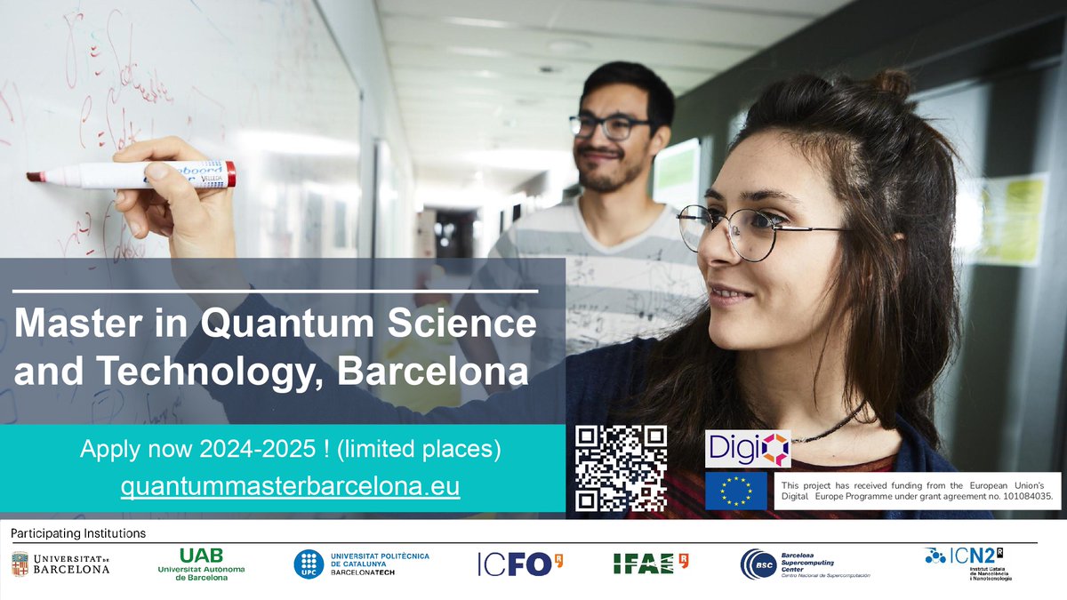 Online information session about the 4th edition of the Master in #QuantumScience and #Technology will be held on Feb 26that 3pm (Zoom▶️bit.ly/3T1Su9E)
Applications to the Master 24/25 should be submitted through the landing webpage