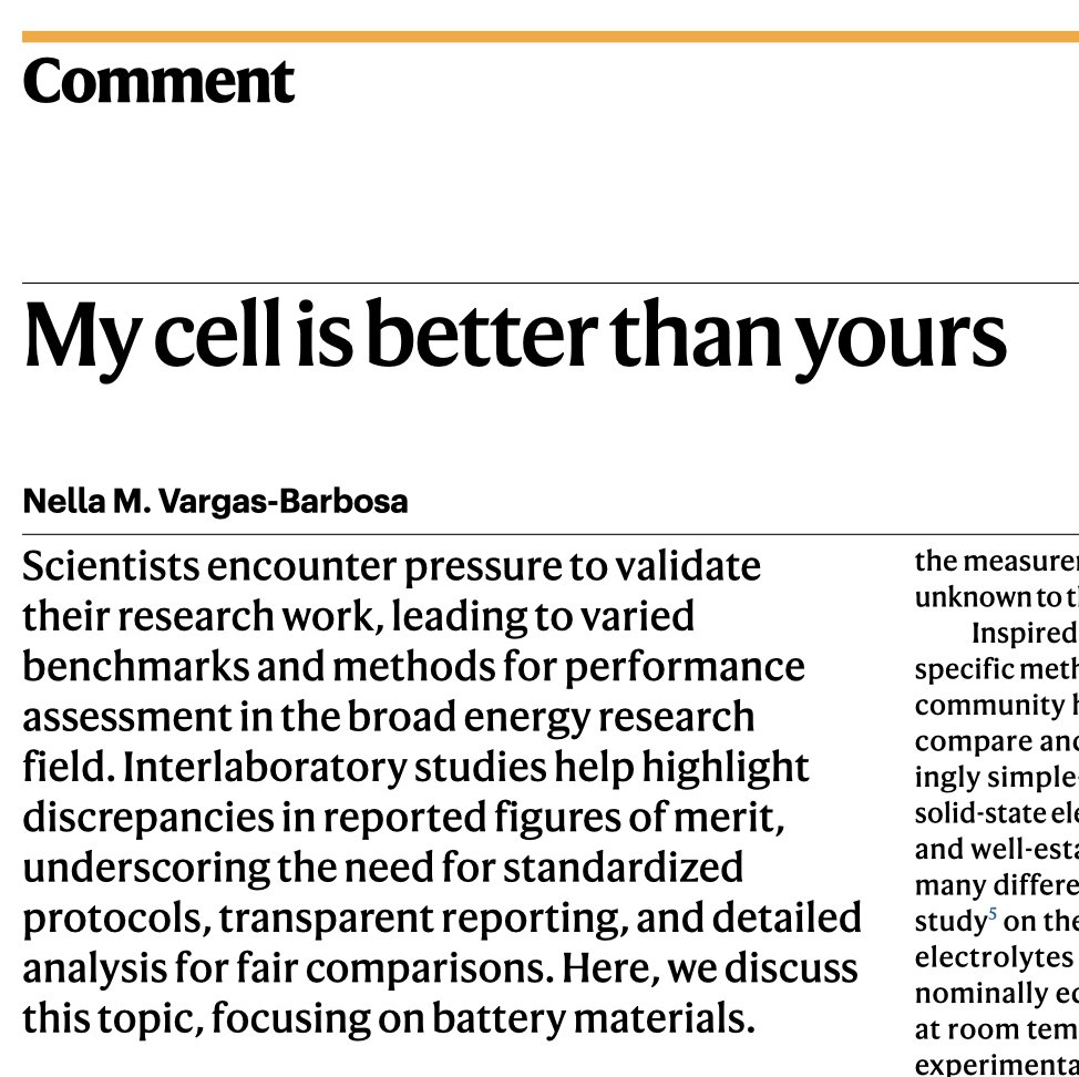 Dr. Nella Vargas-Barbosa (@echem_nella) on Twitter photo Thank you to <a href="/NatureNano/">Nature Nanotechnology</a> for giving an avenue to share thoughts on #interlaboratory #reproducibility studies in the #electrochemistry, #materials and #battery communities. 🔋📷🪫
Read-only link available in the comments section.
Looking forward to continuing the discussion! Thank you to <a href="/NatureNano/">Nature Nanotechnology</a> for giving an avenue to share thoughts on #interlaboratory #reproducibility studies in the #electrochemistry, #materials and #battery communities. 🔋📷🪫
Read-only link available in the comments section.
Looking forward to continuing the discussion!