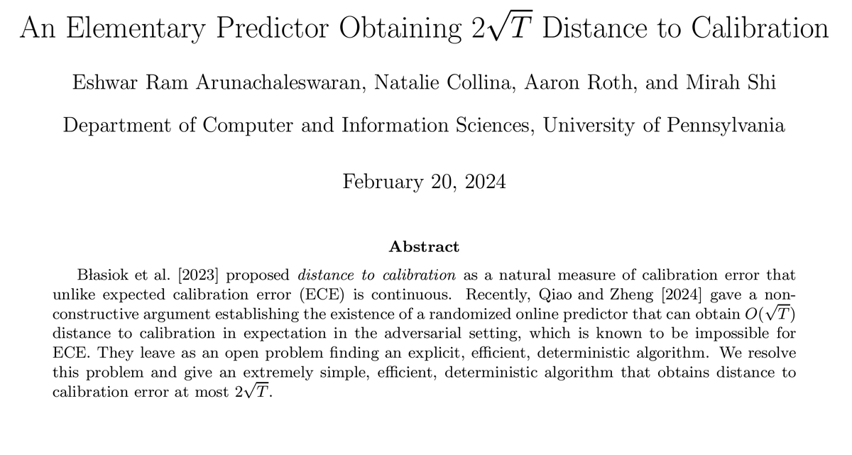 Here is a 3 page paper giving a super-simple deterministic online algorithm that guarantees 2√T distance to calibration. The analysis is only 1 page (the first 2 pages are chit chat). It has a "Follow the perturbed leader" flavor. arxiv.org/abs/2402.11410