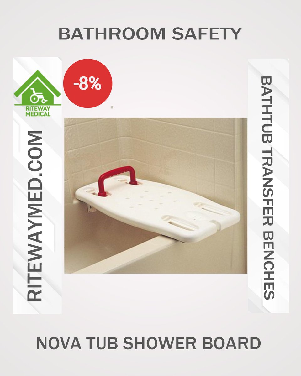 Ensure a safe and secure bathing experience with the Nova Tub #ShowerBoard. With rubber-covered clamps and an adjustable design, this #bathboard fits all tub sizes. Get an 8% discount on this must-have #showeraccessory.

Buy Now: ritewaymed.com/product/nova-t…

#BathroomSafety #grabbar