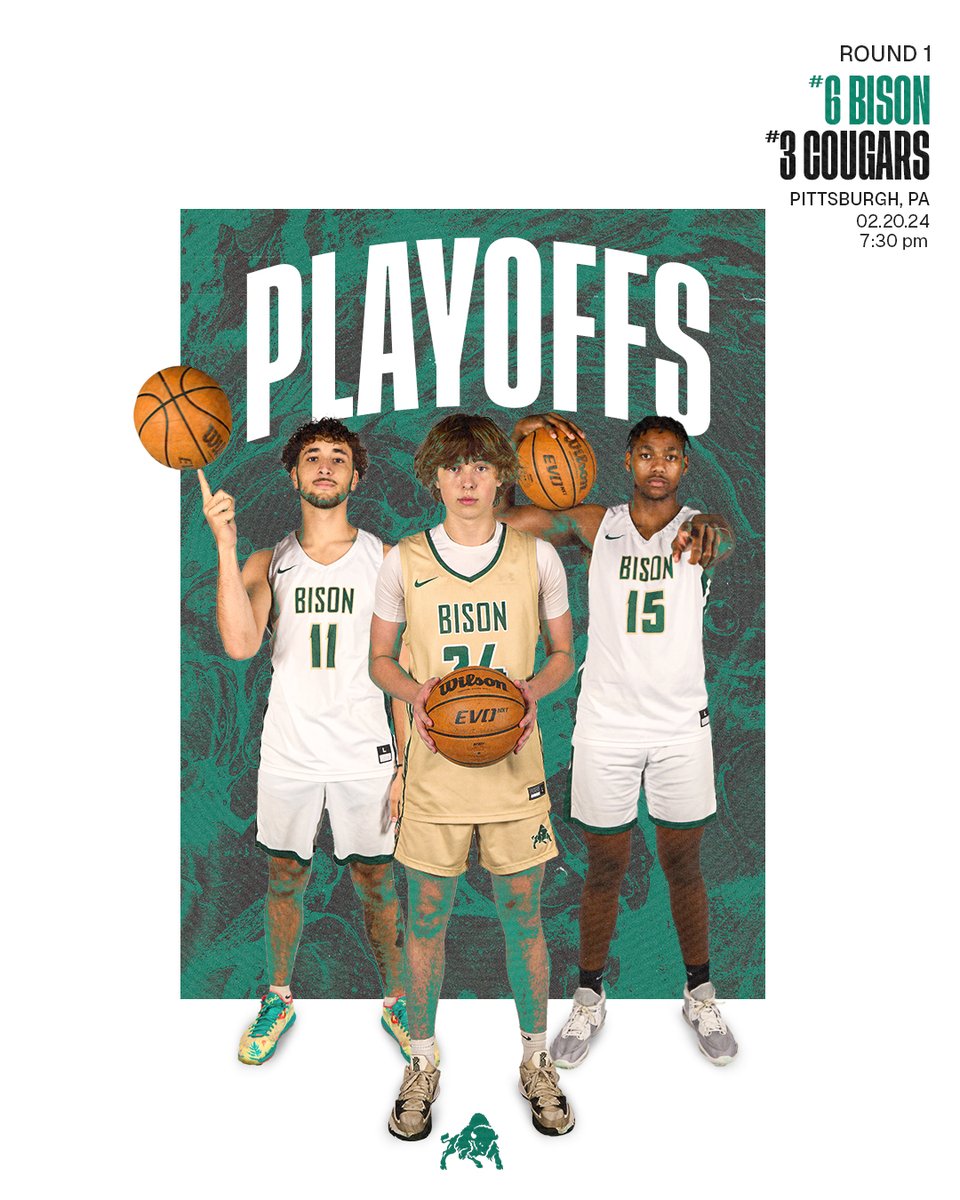 It’s a PAC Playoff Game Day! 🦬 🏀

🆚: # 3 Chatham
📍: Pittsburgh, Pa.   
🕐: 7:30 pm
📺: pacstream.net
