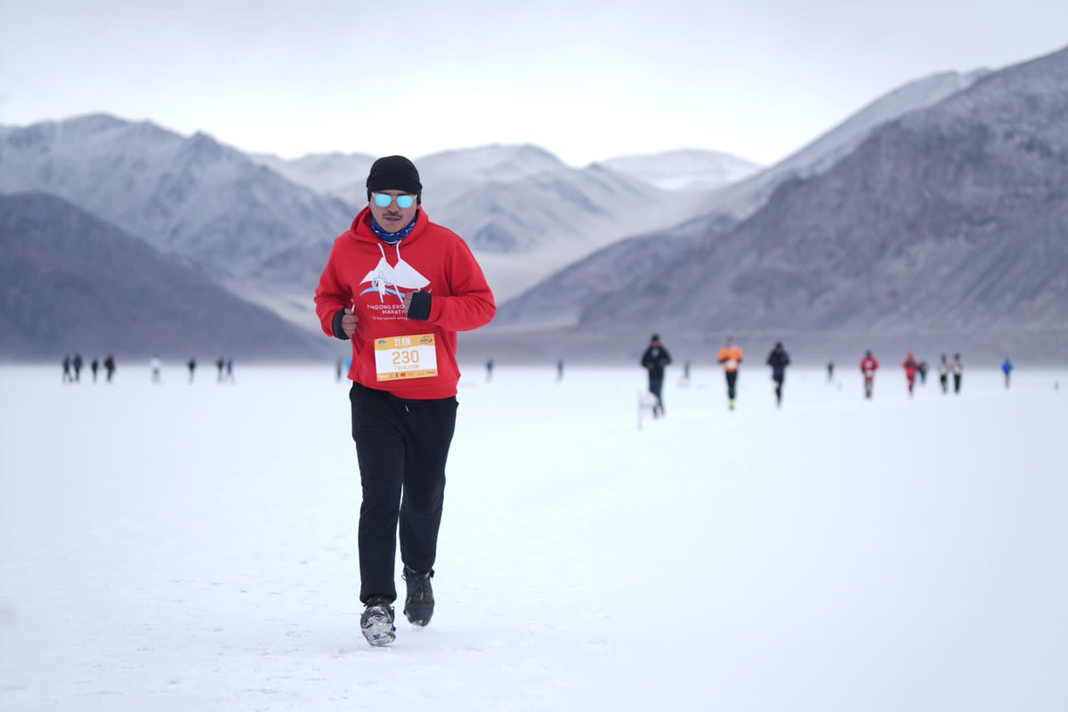 EarthNewsLadakh's tweet image. #Secondedition of  #Pangong frozen lake #marathon “the world’s highest frozen lake marathon was #successfully conducted today. 
It was organised by Adventure sports foundation of Ladakh with the support of Administration UT of Ladakh and #14corps Indian #army. 
@lg_ladakh