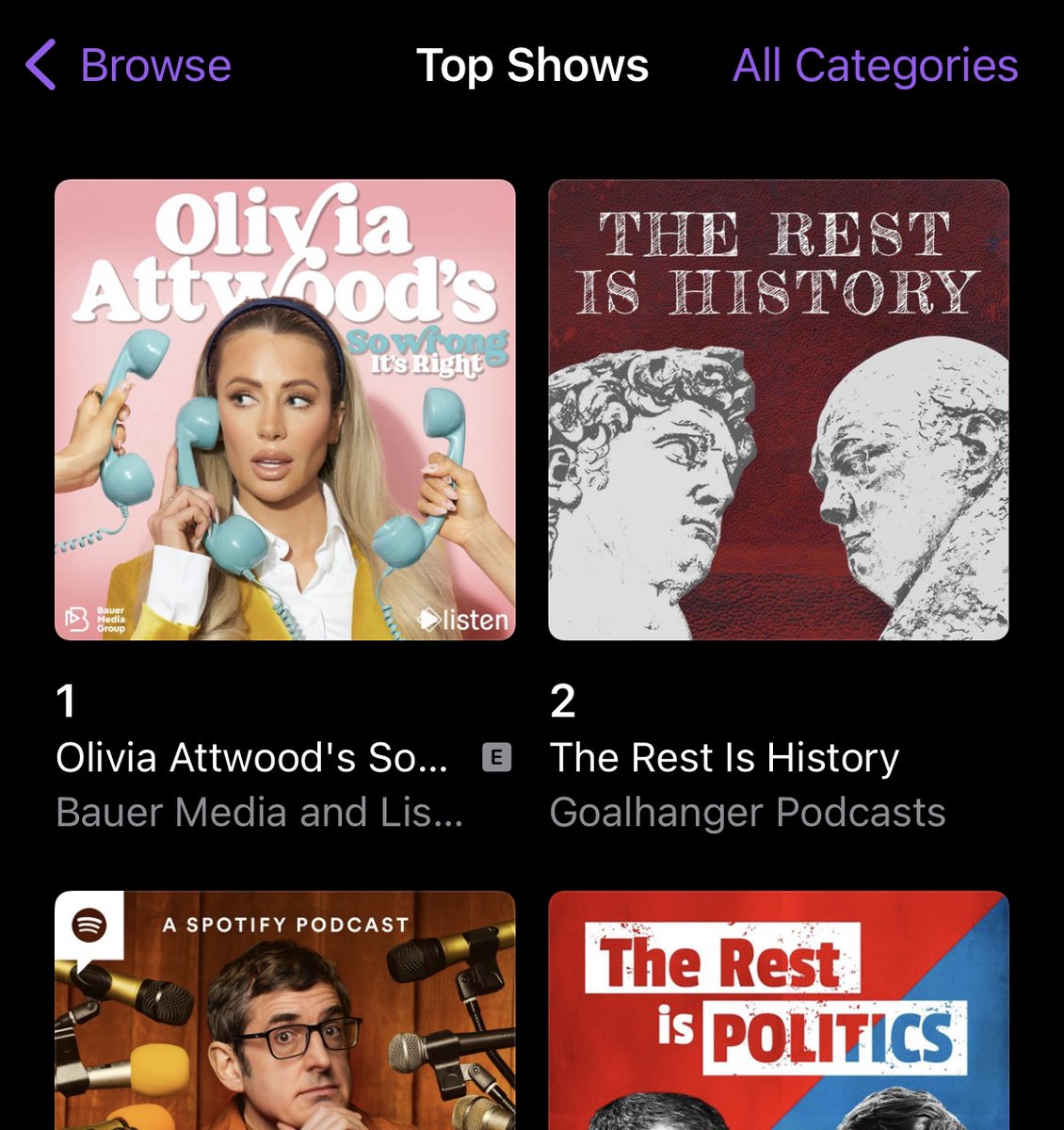 🫣<a href="/oliviajade_att/">Olivia Attwood Dack</a> finally has her own podcast.

 And it's already #1 in the charts! 

With <a href="/bauermedia/">Bauer Media Group UK</a>, So Wrong It’s Right… coming 29th February.   
podcasts.apple.com/us/podcast/oli…