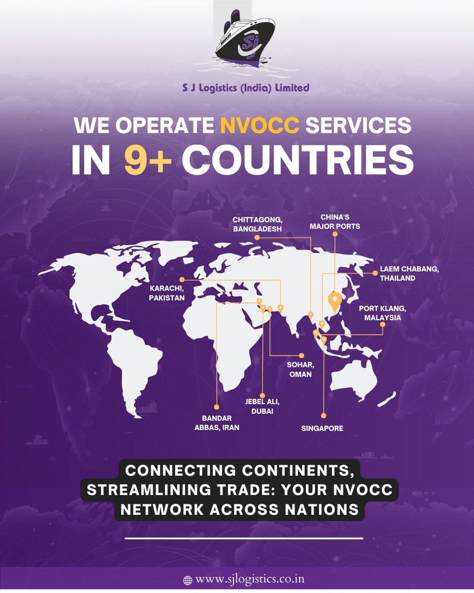 Navigating the seas of commerce, we link major ports worldwide, powering global trade. 🌐⚓️ From Jebel Ali to Singapore Port and beyond, our NVOCC services ensure seamless logistics. 

Explore more: sjlogistics.co.in

#Logistics #GlobalTrade #LogisticsExcellence