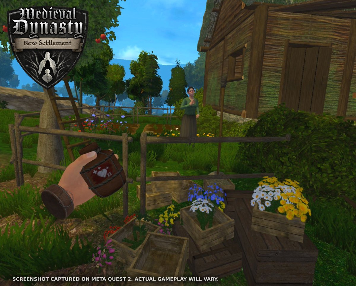 #TuesdayScreenshots #MedievalDynastyNewSettlement Who is a fan of herbalism? 🌿🌼

Preorder now on meta.com/experiences/59…

 #MetaQuest #MedievalDynasty #VRgaming #vrgame #survivalgame #survivalvr #metaquest2 #VRsurvival #metaquest3 #metaquestpro #VRrpg #rpgVR