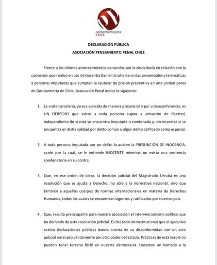 cnashr's tweet image. La @pensapenal (Asoc. Pensamiento Penal) e incluso Carlos Peña coinciden en lo correcto de la decisión del juez Urrutia. Lamentable que @MinjuDDHH haya decido apoyar una medida que evidentemente viola normativa nacional e internacional en materia de DDHH.