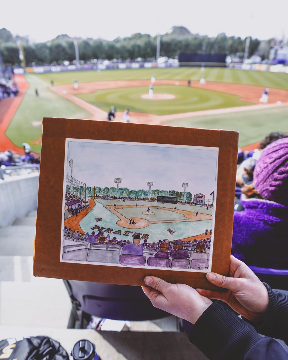 ECUAthletics's tweet photo. How cool is this watercolor painting of Clark-LeClair Stadium done by @ECUSoc's @molly6thomas during opening weekend. 

LIKE and RETWEET this post and we'll pick one lucky fan to take this 1-of-1 painting home https://t.co/fMxMCgXx10