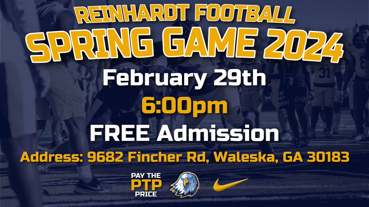 Would like to invite all 2025 Prospects, H.S. Coaches, Fans, and Eagle Supporters to attend our Annual Spring Game February 29th 6pm @ C. Ken White Field at University Stadium #PTP 🦅 🏈
