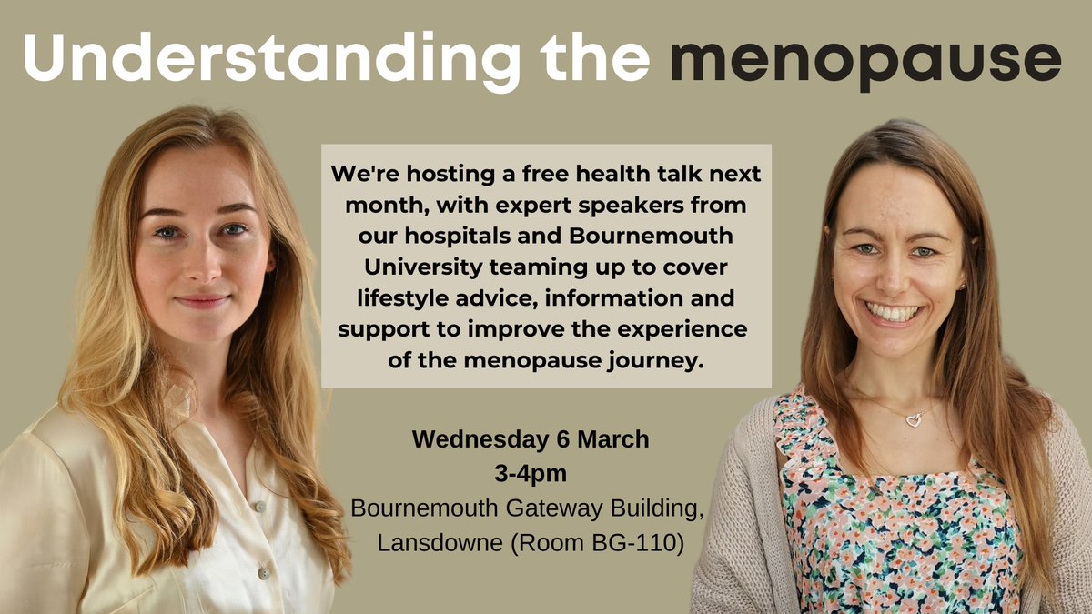 University Hospitals Dorset NHS Foundation Trust (@uhd_nhs) on Twitter photo Join Rosie Harper, clinical specialist physiotherapist in pelvic health, and Dr Emma Thurston, senior lecturer in physician associate studies at <a href="/bournemouthuni/">Bournemouth Uni</a> for our health talk next month about the menopause. Book your place via the link below ๐๐ผ
๐ eventbrite.co.uk/e/understandinโฆ Join Rosie Harper, clinical specialist physiotherapist in pelvic health, and Dr Emma Thurston, senior lecturer in physician associate studies at <a href="/bournemouthuni/">Bournemouth Uni</a> for our health talk next month about the menopause. Book your place via the link below ๐๐ผ
๐ eventbrite.co.uk/e/understandinโฆ
