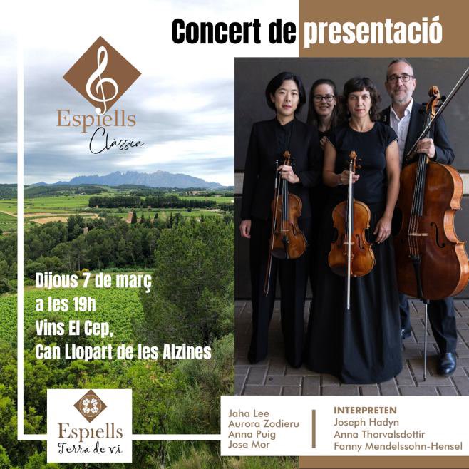 Espiells Terra de Vi té el plaer d’anunciar un primer concert d’Espiells Clàssica: un cicle de música de cambra d’excel.lència que pretèn posar en valor la terra i l’heretat d’aquest territori vitivinícola i agrari tan singular com divers. #espiellsterradevi #espiellsclàssica