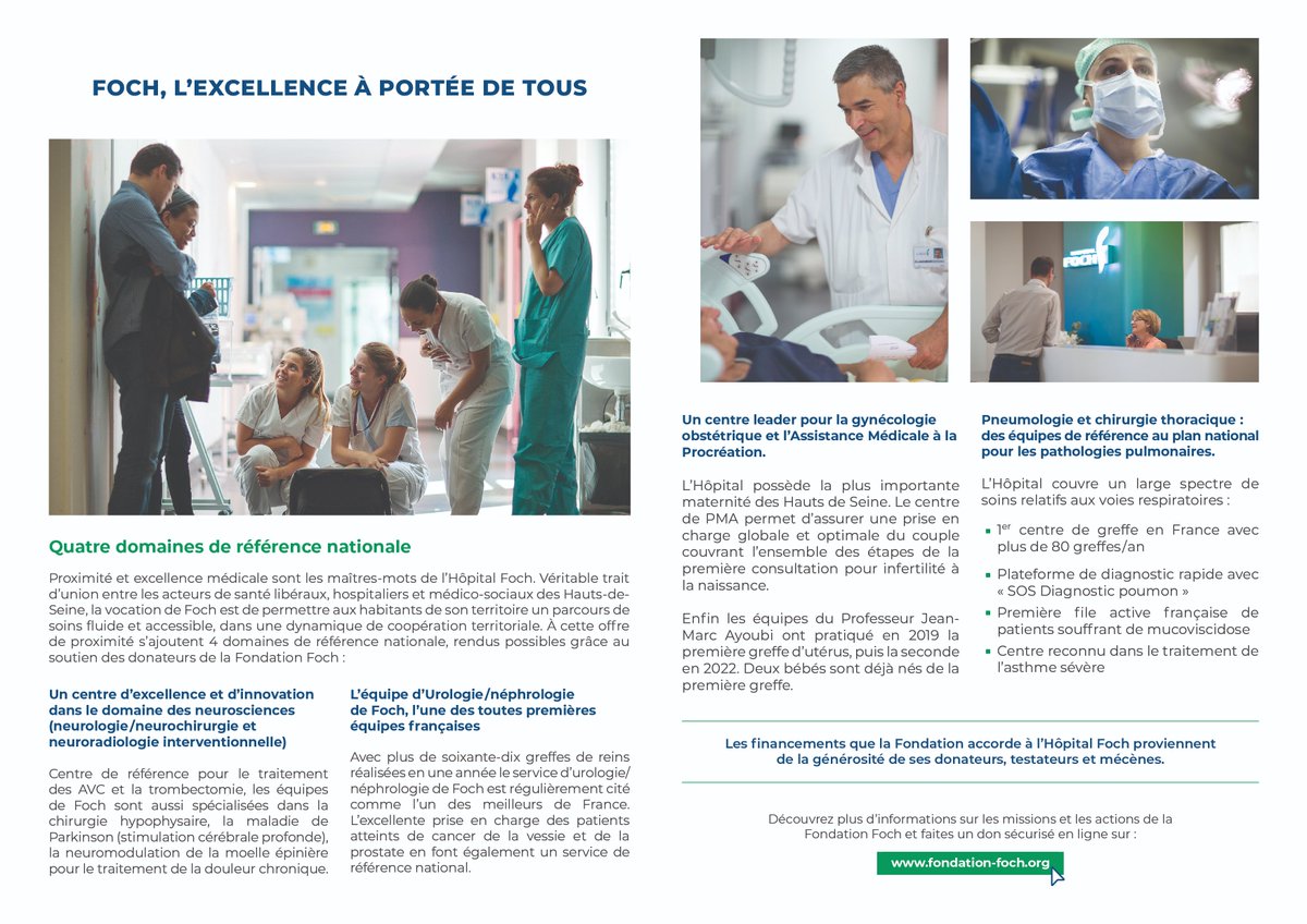 [Le saviez-vous ?]
Découvrez les 4 domaines de référence de l'<a href="/HopitalFoch/">Hôpital Foch</a>, son ambition étant de sauver toujours plus de patients et améliorer significativement leur qualité de vie après les soins. 👇
#santé #expertise #innovation #excellence #référence