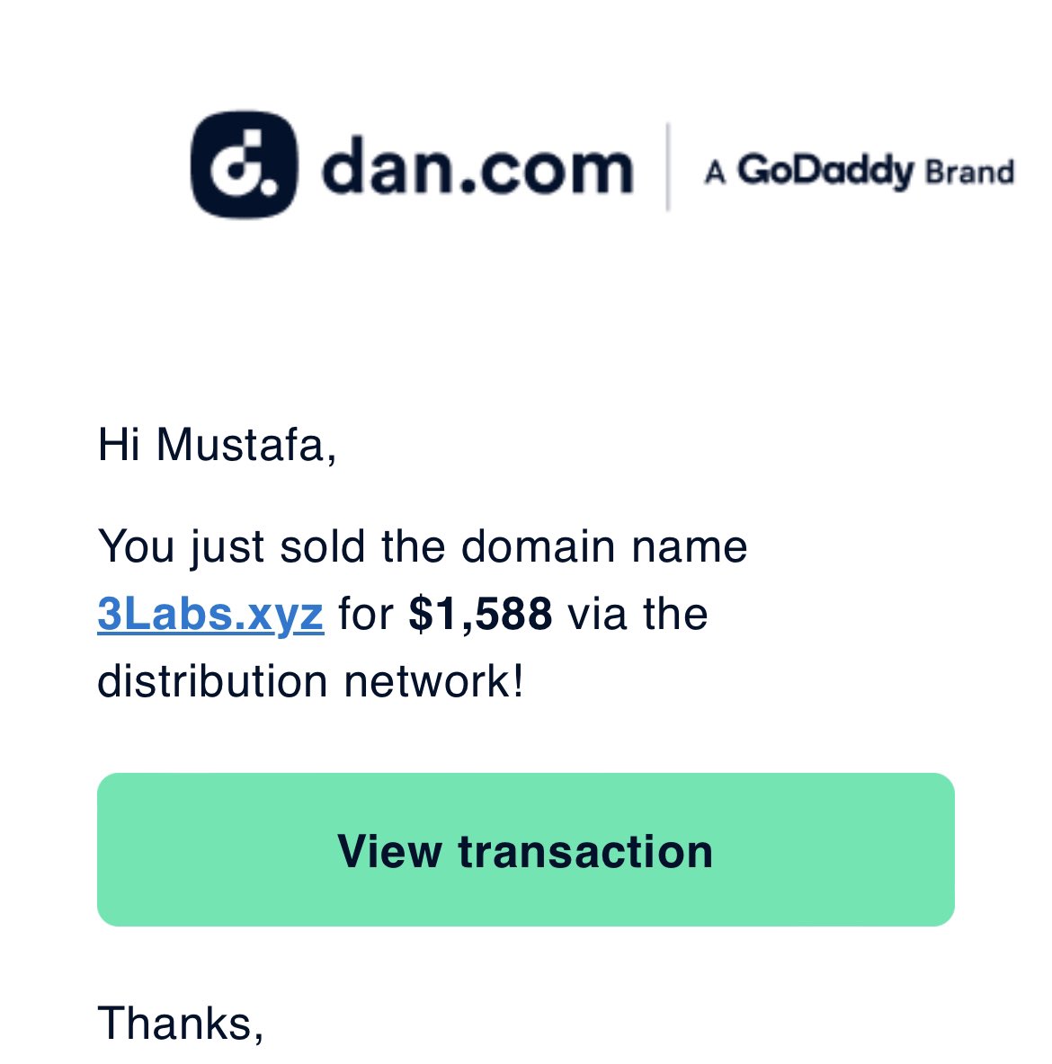 MustaAras's tweet photo. ✅ 

SOLD

It was a $1.99 handreg. Holding time is 10 months. 

#domainnames #domainsales #domains https://t.co/abTqgNUlEJ