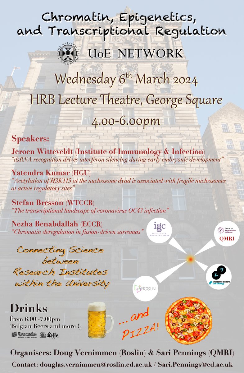 Join us at our 22nd <a href="/EdinEpigenetics/">EdinburghEpigenetics</a> Meeting
<a href="/EdinburghUni/">The University of Edinburgh</a> Network #research #epigenetics #chromatin #Edinburgh