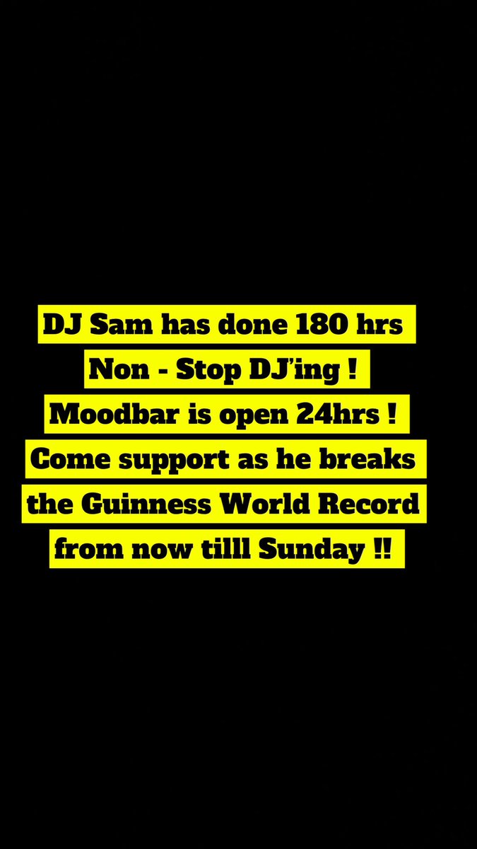 Ghana’s 🇬🇭 @djsamgh_ has currently completed 170 hours as he sets his sights on breaking the Guinness World Record for the longest club DJ set. @GWR #djsamdjmarathon #gwr