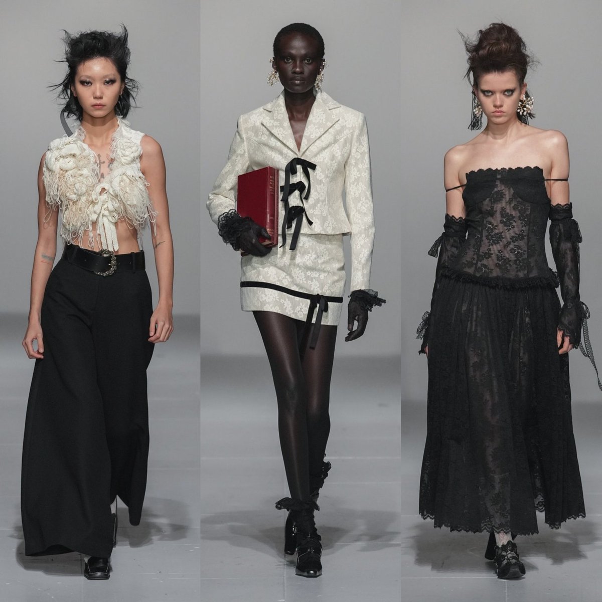 cafewindows's tweet image. yuhan wang fw24 titled "the trials"