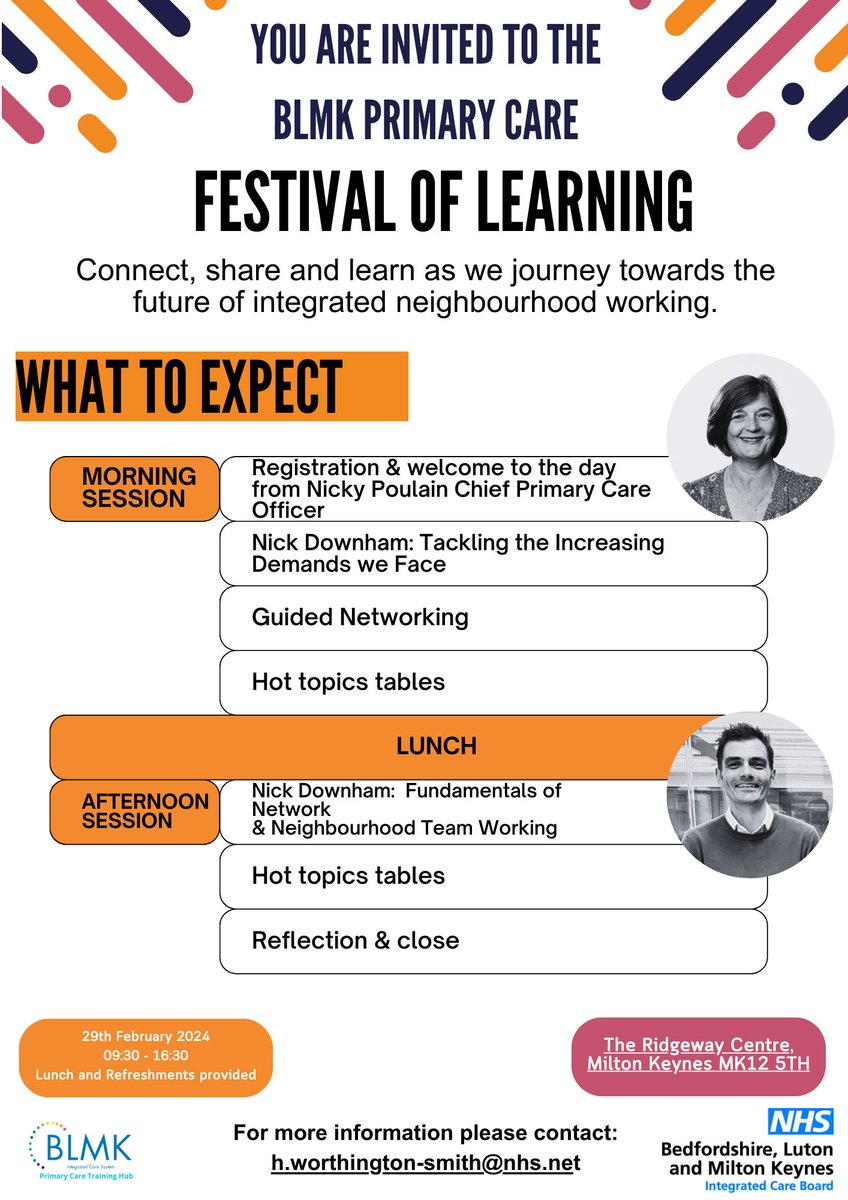 Have you booked your place at the BLMK Festival of Learning? 29th Feb @ Ridgeway Centre, With one week to go, secure your place bit.ly/3T4oBW1
🔍 Explore different ways of working together
🤝 Network, innovate, &amp; get inspired
💡 Learn from speakers &amp; real-life examples