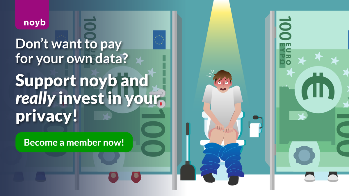 Meta's "Pay or Okay" model forces users to accept tracking or pay for their own data. If other companies follow this approach, privacy will soon be a luxury.

Help us defend your fundamental right to data protection and REALLY invest in your privacy! 👇🔒

noyb.eu/en/support-us