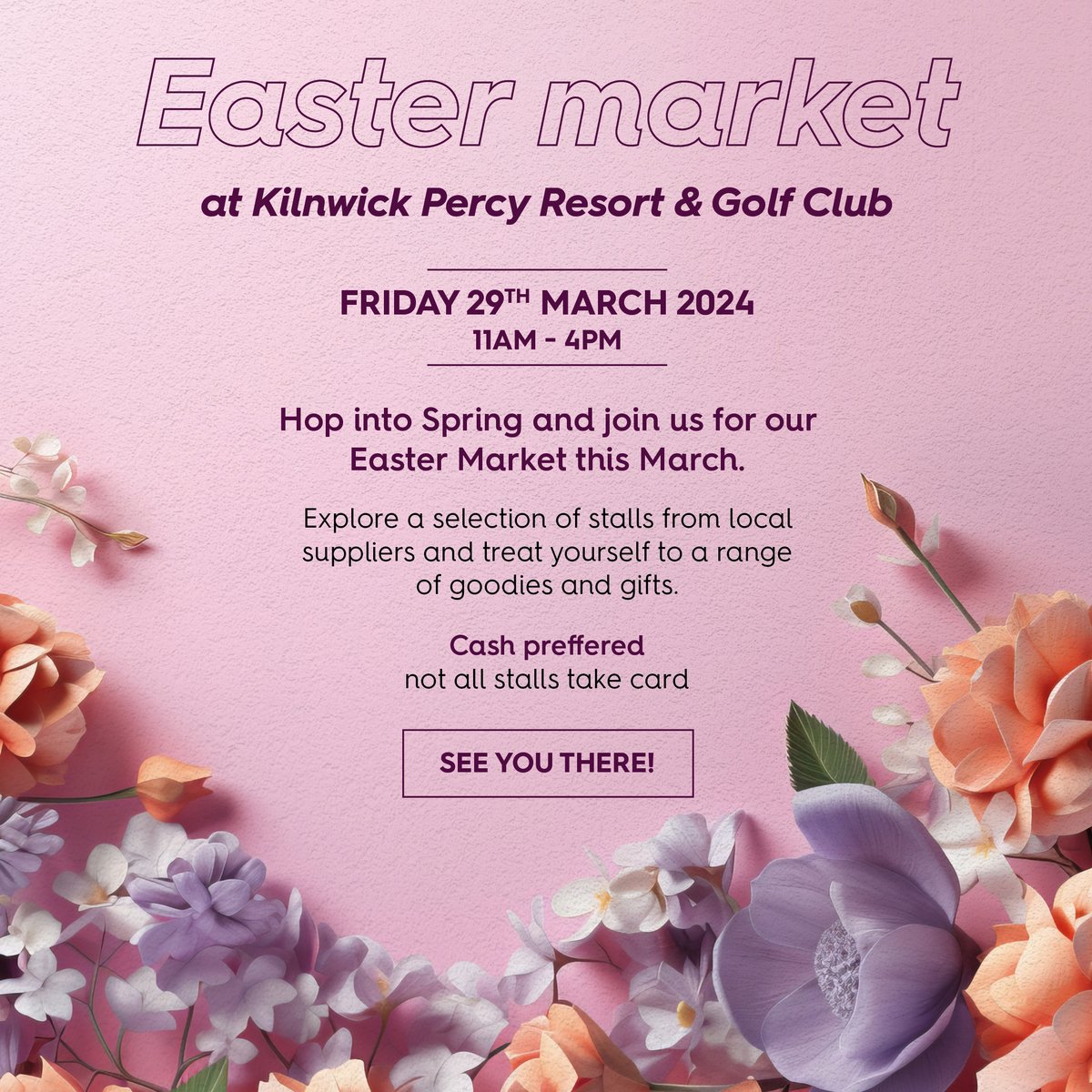 Our Easter Market takes place at Kilnwick Percy Resort & Golf Club on Friday 29th March 2024 between 11AM - 4PM. See more below ⤵️