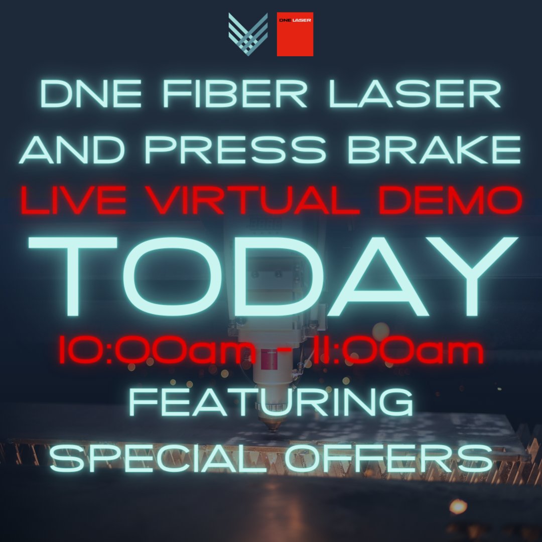 DNE_Laser_USA's tweet photo. LIVE VIRTUAL DEMO TODAY! It's not too late to register: https://t.co/cA0ZhVAJki

#manufacturing #fabrication #metalfab #steelpoint #fiberlaser #pressbrake #dsoar #cbend #lasercutting #fiberlasercutting #metalbending https://t.co/8Y1EvAGBlV
