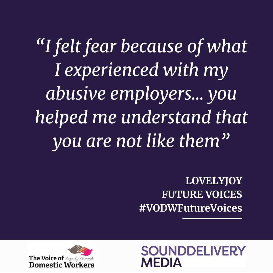 'You keep reminding me that I’m a strong person. And I never feel alone.' In this letter to her employers as part of #VODWFutureVoices with @thevoiceofdws, Lovelyjoy reflects on her journey as a migrant domestic worker and life in a new country thevoiceofdomesticworkers.com/post/you-made-…