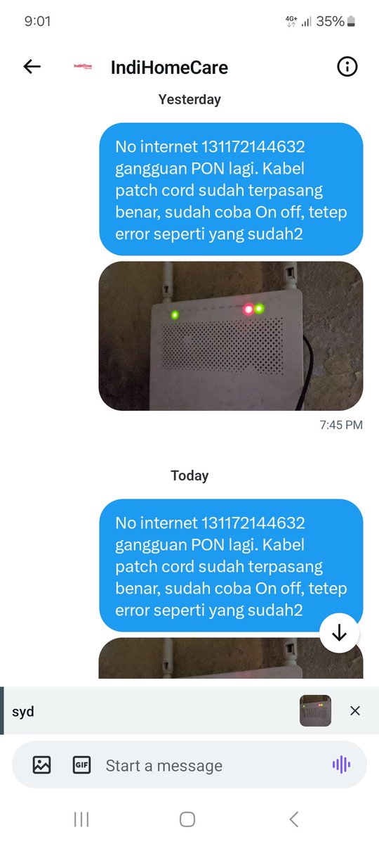 cadencads's tweet photo. @IndiHomeCare Kak, maaf, sudah hampir 2 hari DM saya tidak dibalas, dari kemarin wifi error. Dengan segala hormat, kira2 penyelesaian nya kapan dan bagaimana ya? Saya mau bayar tagihan bulanan jadi males :) https://t.co/IhzRGw8OOy