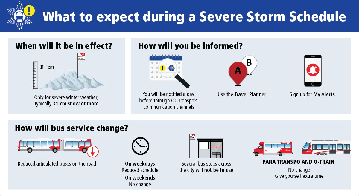 OC Transpo (@oc_transpo) on Twitter photo ❄️If there's 31cm+ of snow or severe weather in the forecast, look out for the Severe Storm Schedule announcement on our website, <a href="/OC_TranspoHelps/">OC Transpo Helps</a>, or sign up for Alerts: ow.ly/Qxkr50QFbYV ❄️If there's 31cm+ of snow or severe weather in the forecast, look out for the Severe Storm Schedule announcement on our website, <a href="/OC_TranspoHelps/">OC Transpo Helps</a>, or sign up for Alerts: ow.ly/Qxkr50QFbYV