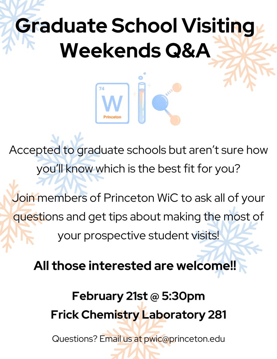 Princeton Chemistry (@princetonchem) on Twitter photo For <a href="/Princeton/">Princeton University</a> UNDERGRADS interested in hearing about graduate school with tips for pursuing a Ph.D., @PrincetonWiC hosts an informative Q&A session at <a href="/PrincetonChem/">Princeton Chemistry</a> on Wednesday. Details below. For <a href="/Princeton/">Princeton University</a> UNDERGRADS interested in hearing about graduate school with tips for pursuing a Ph.D., @PrincetonWiC hosts an informative Q&A session at <a href="/PrincetonChem/">Princeton Chemistry</a> on Wednesday. Details below.