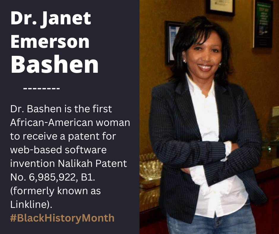 BashenCorp's tweet image. Celebrating #BlackHistoryMonth, Dr. Janet Bashen, a trailblazing entrepreneur, and the first African American woman with a software patent, has shaped technology and business.  Explore her story: blackpast.org/african-americ… #JanetBashen #CEOBusinessLeader #BlackHistoryMonth2024