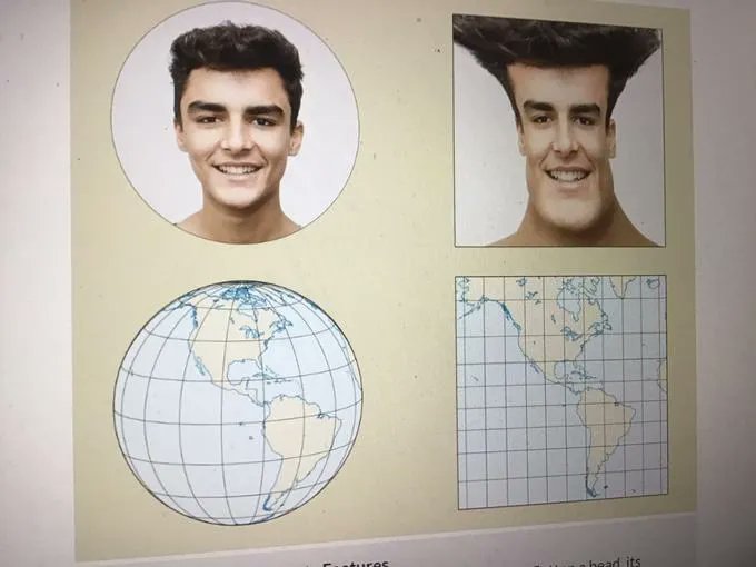 「メルカトル図法の問題点がよくわかる画像」 るメルカトル図法の問題点や、地図投影法を扱う際に使いたい画像ですね