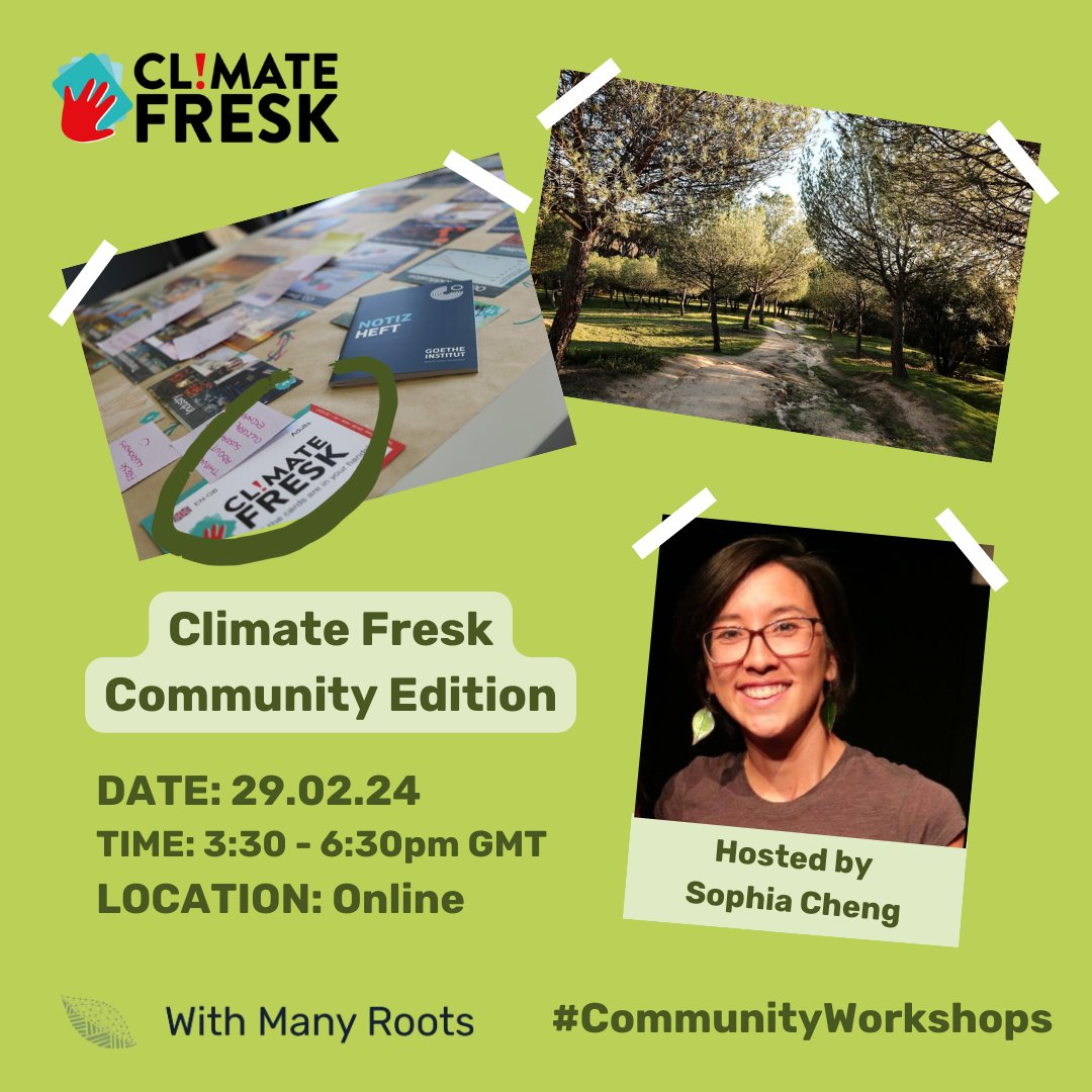 What will you do with your extra day this leap year? Come and swat up climate science with like-minded folk.📖

With Many Roots' <a href="/Sophia_Cheng/">Sophia</a>  will be hosting the workshop online on Thursday February 29, 3:30 - 6:30 GMT. 

To sign up, follow the link in the bio.🎟️

#ClimateFresk