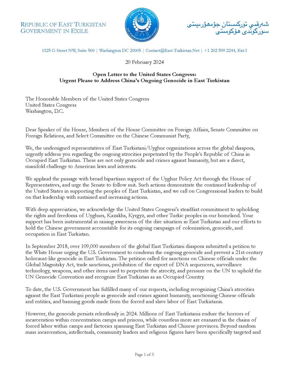East Turkistan Government in Exile (ETGE) tweet media