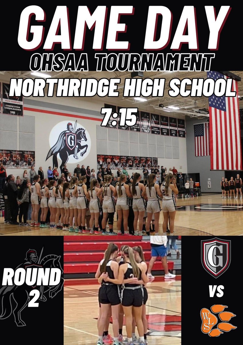 🔴Game Day⚫️

(OHSAA Tournament)
🆚 West Liberty Salem Tigers
🗓️ February 20th
⏰ 7:15 PM
🏟 Northridge High School
📍Dayton, Ohio
📺 NFHS (Must Pay for it)

#KnightTime