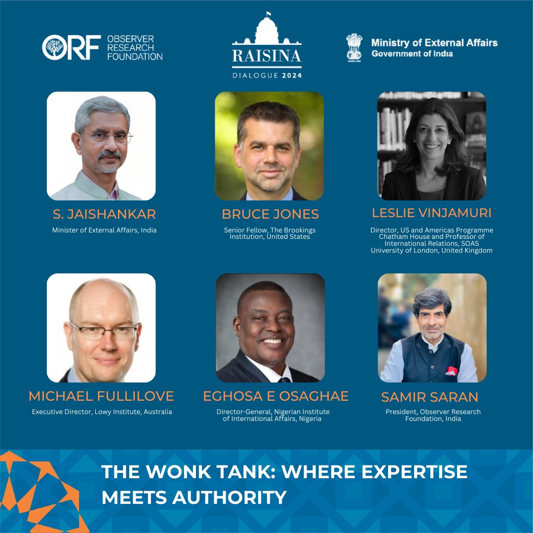 @DominiqueHasler @DefensieMin @tariqahmadbt @tobiaslindner @ShashiTharoor The Wonk Tank: Where Expertise Meets Authority Featuring: @DrSJaishankar, @brucebrookings, Eghosa E Osaghae, @londonvinjamuri, @mfullilove & @samirsaran #RaisinaDialogue #Raisina2024