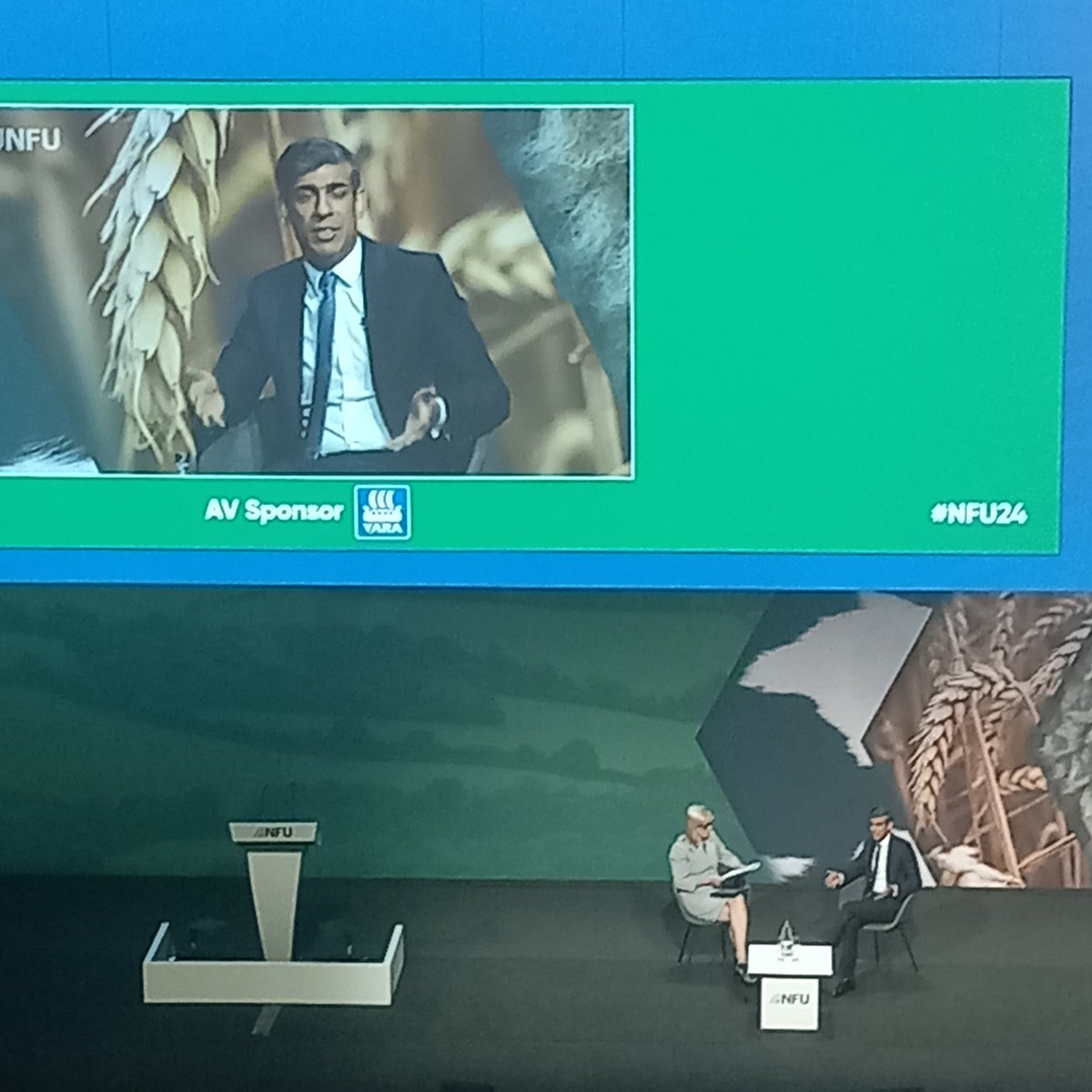 FarmAfrica's tweet photo. Great morning at #NFU24 listening to @Minette_Batters discuss British farming with @RishiSunak, and @Jack_A_Bobo discuss British food systems in the global context with @DavidatWestons.

At the conference? Say hello to Farm Africa team @DanFarmAfrica &amp; @LibbyPlumb in Hall 3. https://t.co/yRgilKQtUO