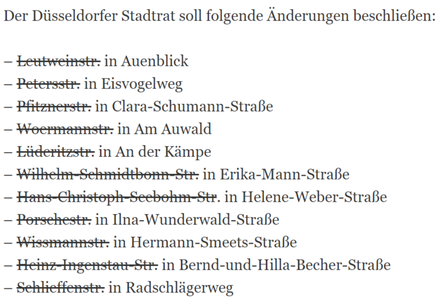 InfoportalDUS's tweet photo. Elf Straßen in #Düsselorf, deren Namensgeber historisch aus der Zeit von Kolonialismus, Militarismus und Nationalsozialismus belastet sind oder denen Antisemitismus nachgewiesen wird, sollen endlich umbenannt werden.
https://t.co/reMNXJaNLJ https://t.co/u1htBIb6Uy