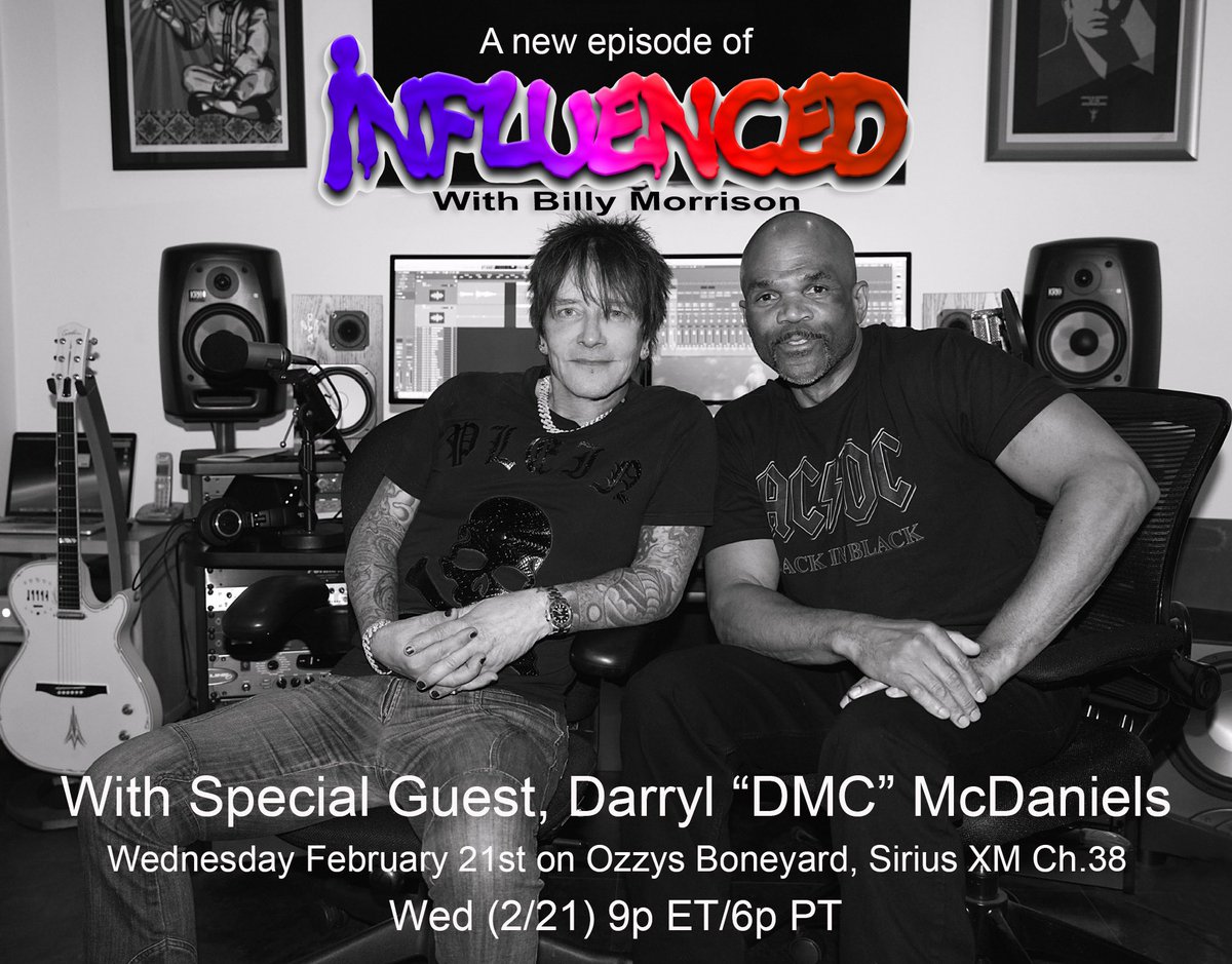 New episode of INFLUENCED airs on @OzzysBoneyard @SIRIUSXM Ch38 tmrw at 6pm PT / 9pm ET and my guest is Hall of Famer, Darryl “DMC” McDaniels @thekingdmc @OfficialRunDMC - We play DROWNING, the new single, AND the track that he collaborated on with #PersiaNuman -JUST LIKE A MOVIE