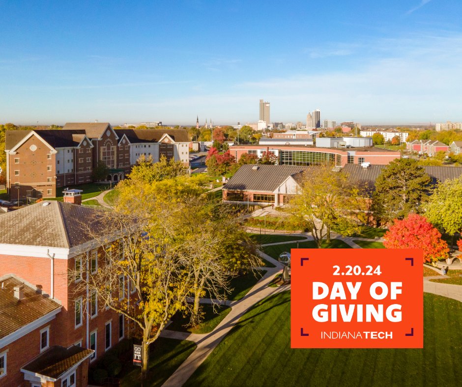 Today is the day! Day of Giving is a special one-day online fundraising and engagement event that will make a difference in the life of every student. From academics to athletics, every dollar matters. Find ways to donate and watch live updates on indianatech.edu/dayofgiving.