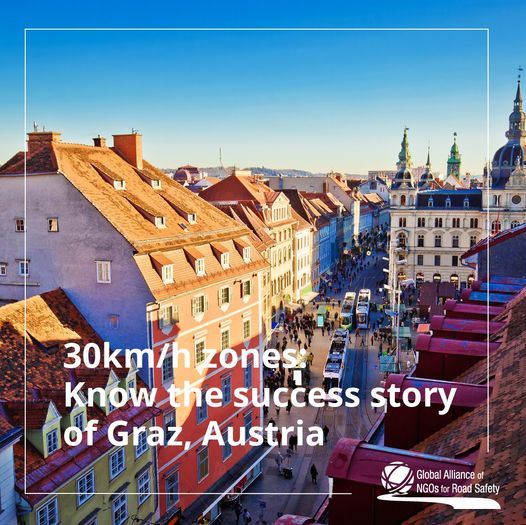 In 1992, Graz became the first city in Europe to impose a #30km/h speed limit, which now applies to almost 80% of the city’s road network—all residential roads, school zones, and areas near hospitals have a 30km/h speed limit.