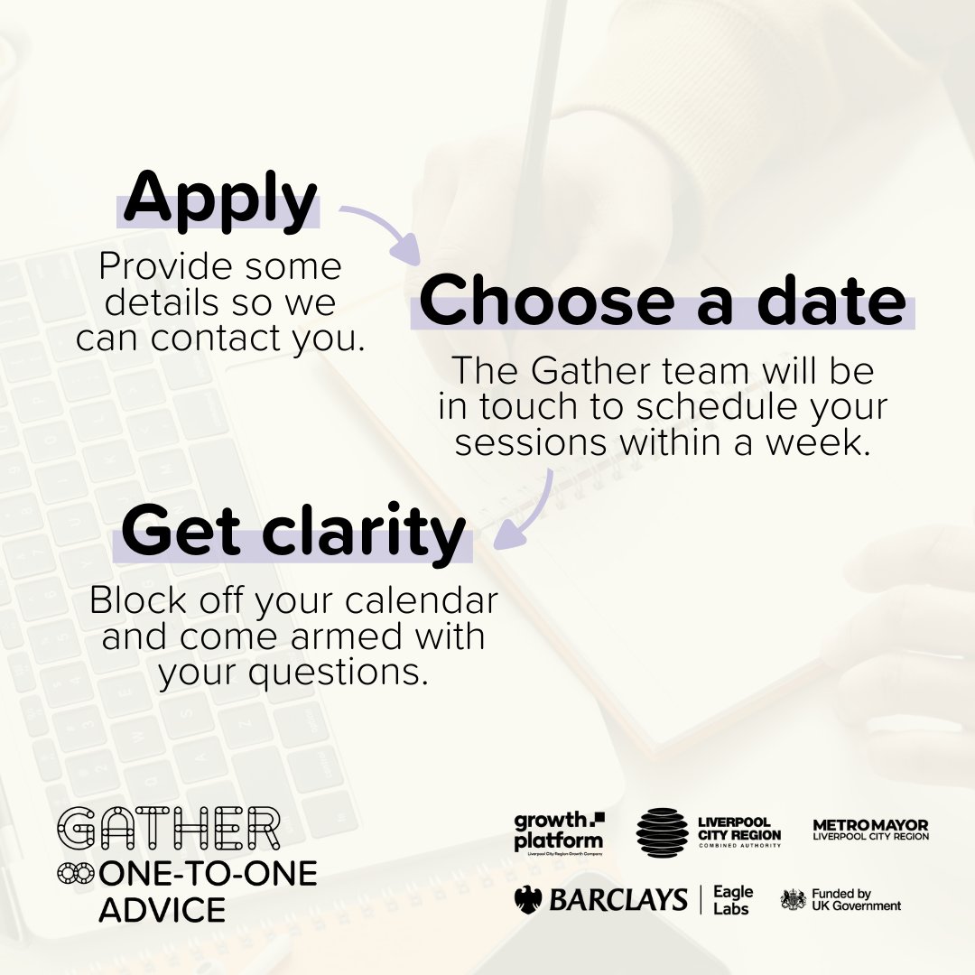 Confidential support from experts who can help you move the dial on your biggest challenge or opportunity, our #OneToOneAdvice sessions are here to be a safe space and an external sounding board.

For more information, visit gatherlcr.com/one-to-one-adv…  #GatherLCR
